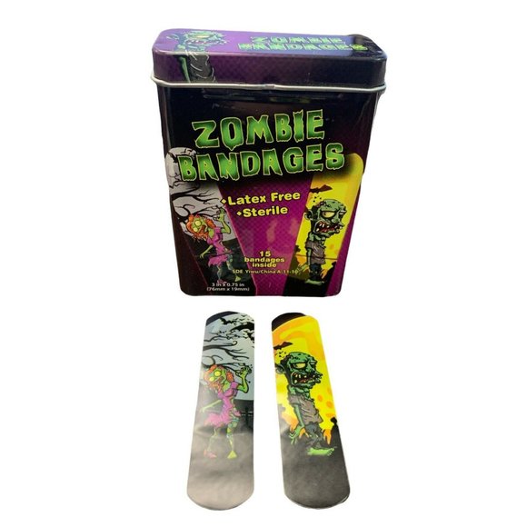 Family Fun Bandages Zombies Bacon Kawaii First-Aid Kit 3 Tins Latex Sterile 45pc - Picture 2 of 4